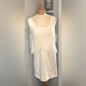 American Eagle Woman Size 10 Elegant Off White Sleeveless Lace Overlay Dress